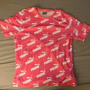 Pink puma logo print all over